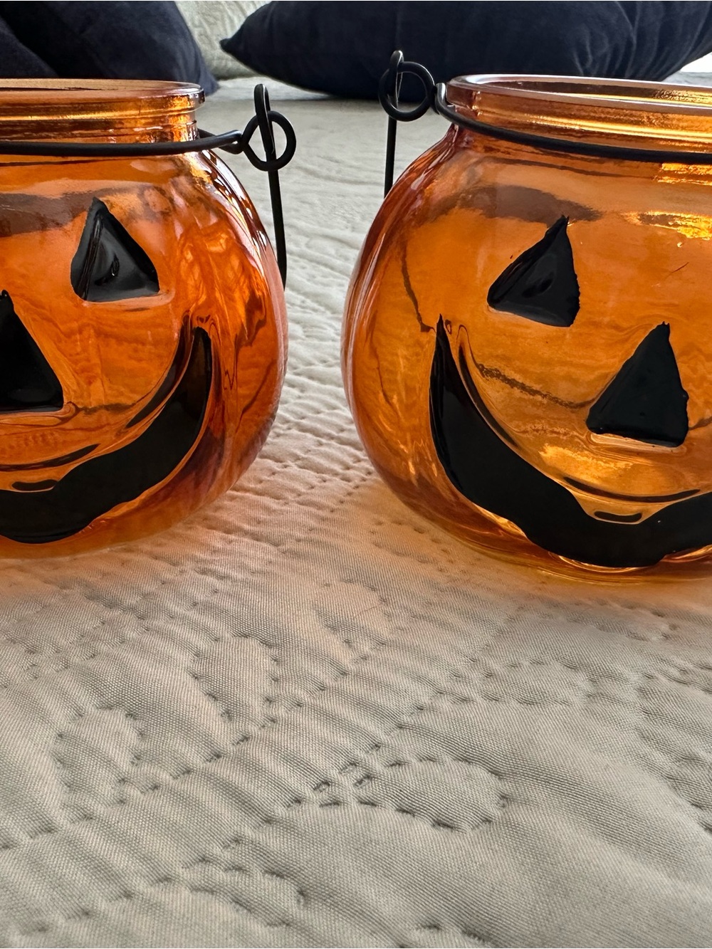 Halloween Jack-O'-Lantern Glass Candy Holders